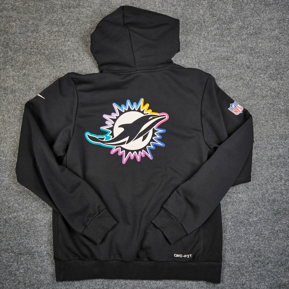 Nike NFL Miami Dolphins Crucial Catch Sideline Standard Issue Hoodie Men M Black - Picture 4 of 11